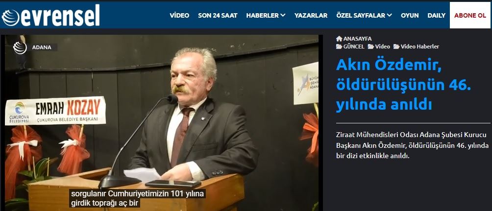 EVRENSEL GAZETESİ: AKIN ÖZDEMİR, ÖLDÜRÜLÜŞÜNÜN 46. YILINDA ANILDI- 17 ARALIK 2024