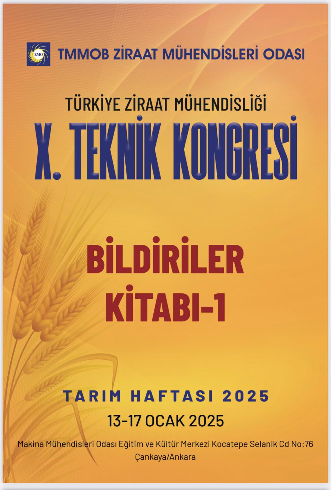 3393 X.TÜRKİYE ZİRAAT MÜHENDİSLİĞİ TEKNİK KONGRESİ BİLDİRİLER KİTABI-1