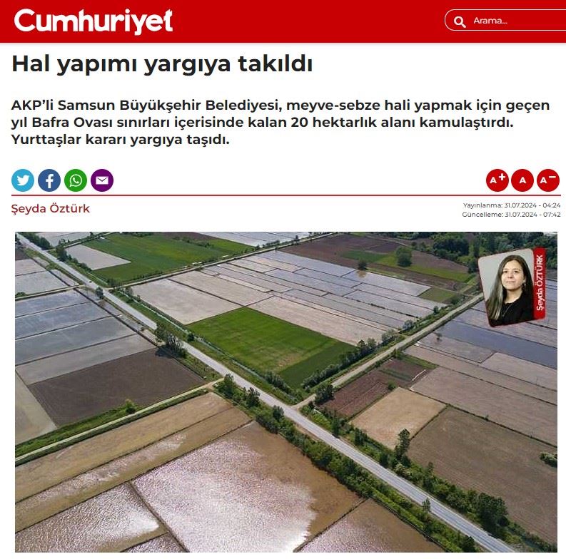 CUMHURİYET GAZETESİ: HAL YAPIMI YARGIYA TAKILDI- 31 TEMMUZ 2024