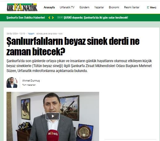 URFANATİK: ŞANLIURFALILARIN BEYAZ SİNEK DERDİ NE ZAMAN BİTECEK?- 26 EYLÜL 2024