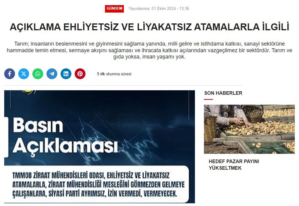 DİMEDYA.COM.TR: AÇIKLAMA EHLİYETSİZ VE LİYAKATSIZ ATAMALARLA İLGİLİ- 1 EKİM 2024