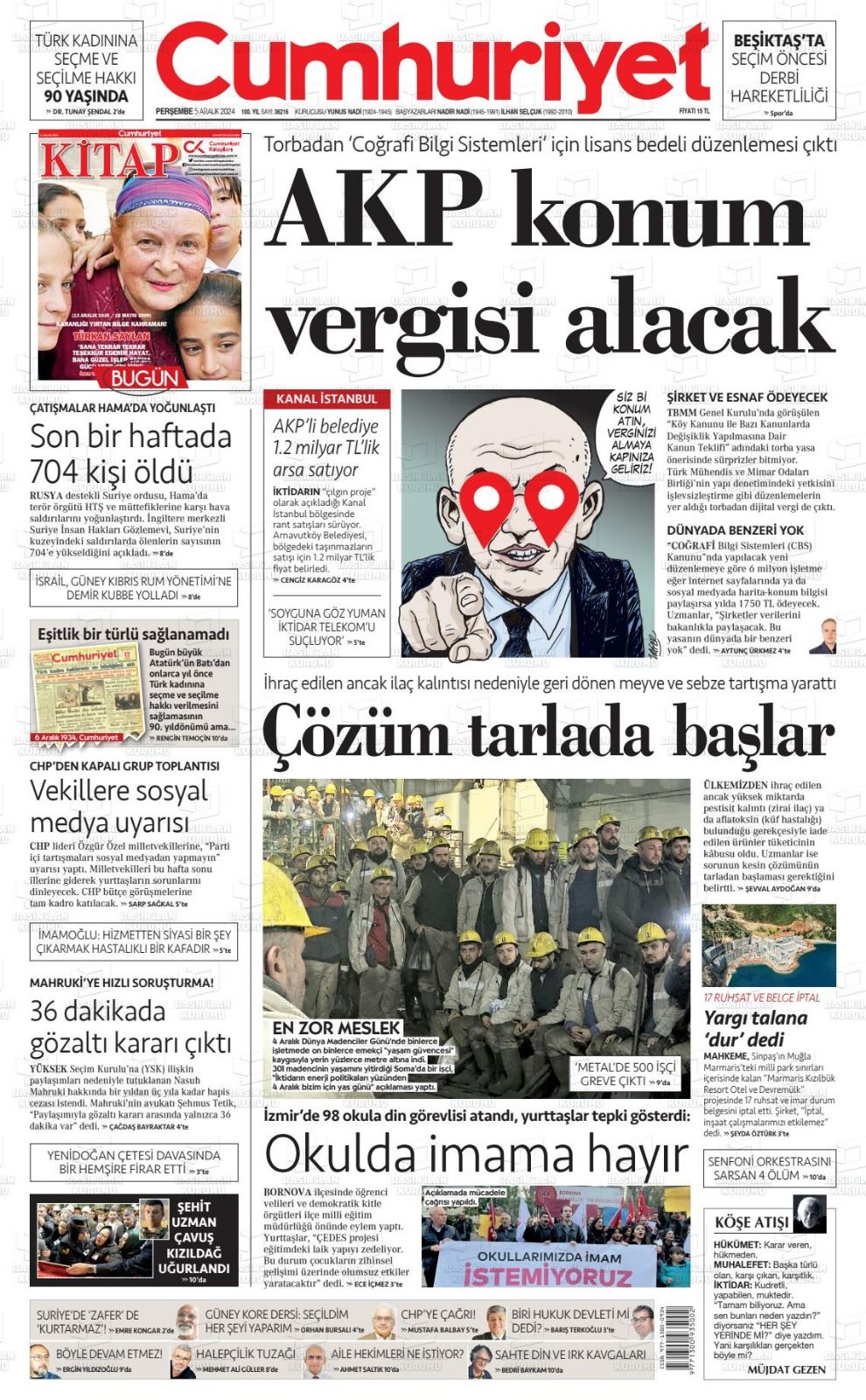 CUMHURİYET GAZETESİ: İHRAÇ EDİLEN ANCAK İLAÇ KALINTISI NEDENİYLE GERİ DÖNEN MEYVE SEBZE TARTIŞMA YARATTI- 5 ARALIK 2024