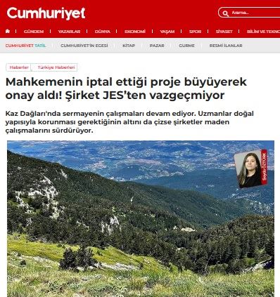 CUMHURİYET GAZETESİ: MAHKEMENİN İPTAL ETTİĞİ PROJE BÜYÜYEREK ONAY ALDI! ŞİRKET JES’TEN VAZGEÇMİYOR- 10 ARALIK 2024