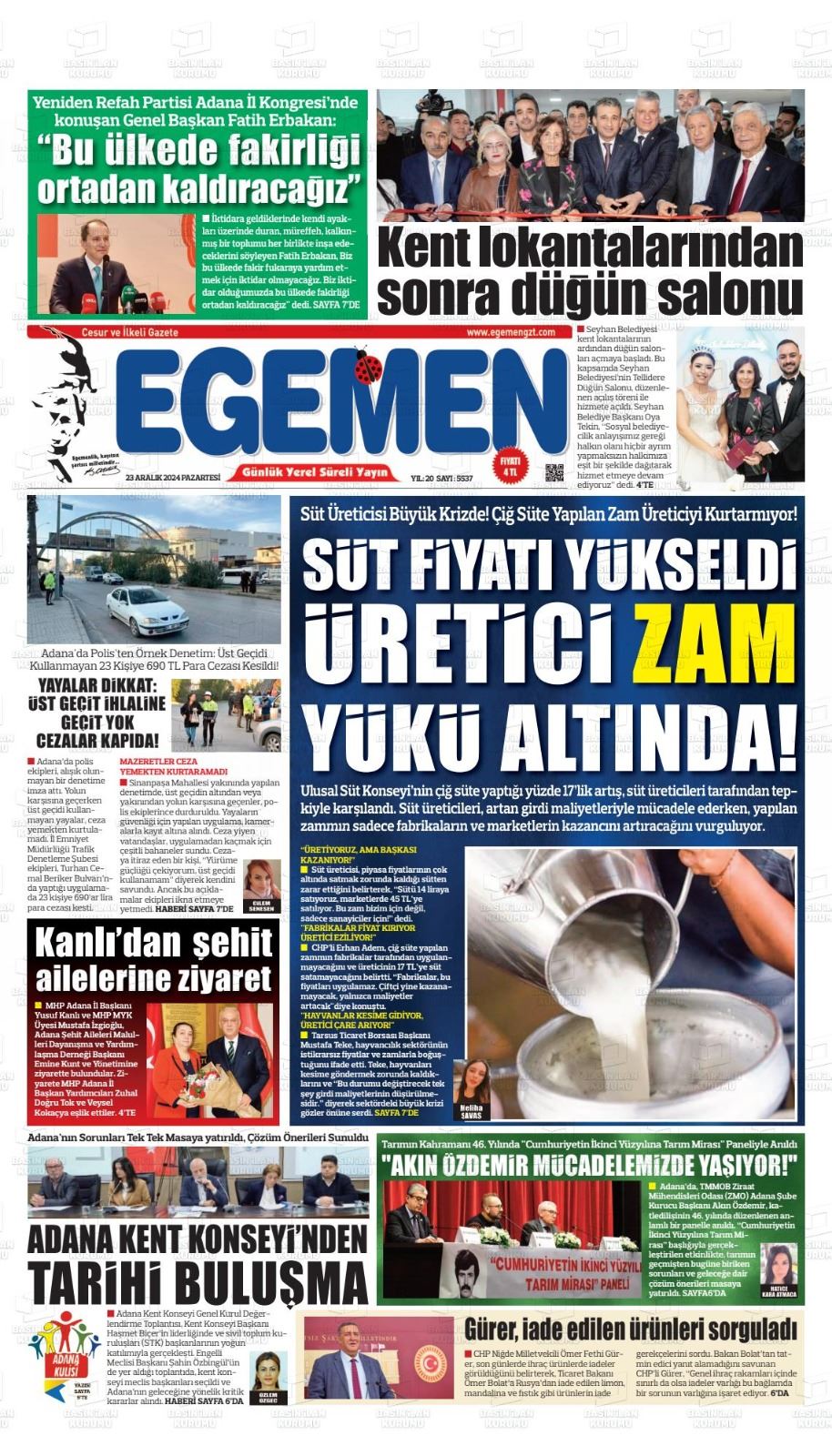 EGEMEN GAZETESİ: "AKIN ÖZDEMİR MÜCADELEMİZDE YAŞIYOR!"- 22 ARALIK 2024