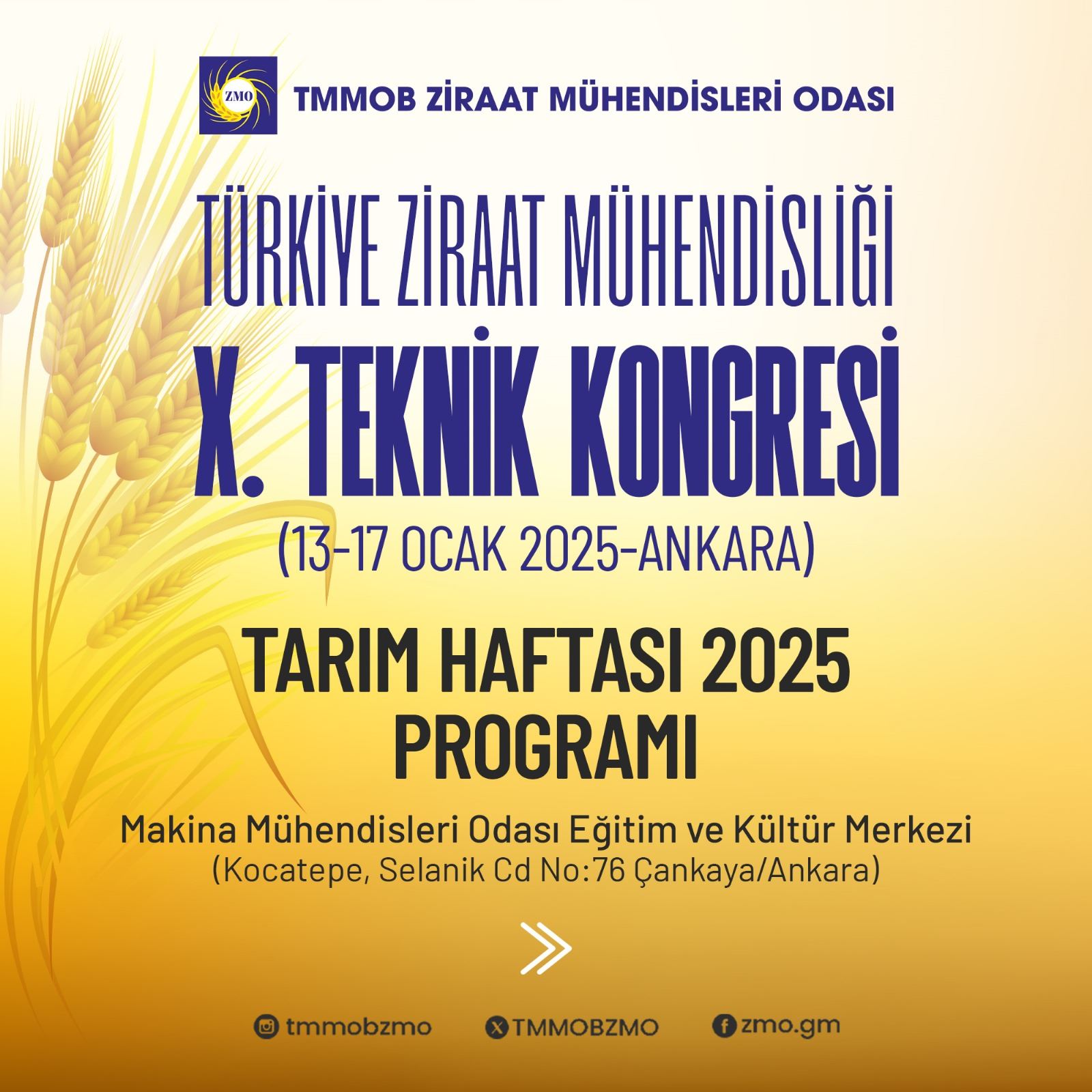 TÜRKİYE ZİRAAT MÜHENDİSLİĞİ X. TEKNİK KONGRESİ (13-17 OCAK 2025-ANKARA)