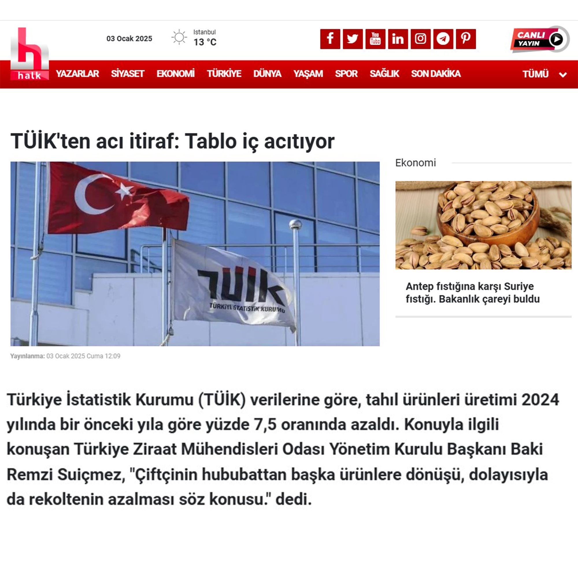 HALK TV: TÜİK'TEN ACI İTİRAF: TABLO İÇ ACITIYOR - 3 OCAK 2025