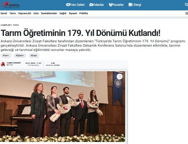 ANADOLUİZLENİMLERİ.COM: TARIM ÖĞRETİMİNİN 179. YIL DÖNÜMÜ KUTLANDI!- 9 OCAK 2025