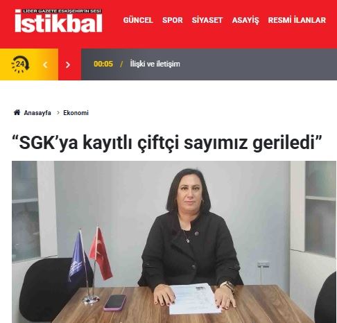 İSTİKBALGAZETESİ: “SGK’YA KAYITLI ÇİFTÇİ SAYIMIZ GERİLEDİ”- 9  OCAK 2025