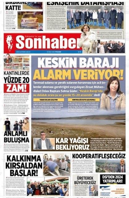 SON HABER GAZETESİ: KESKİN BARAJI ALARM VERİYOR-22 OCAK 2025