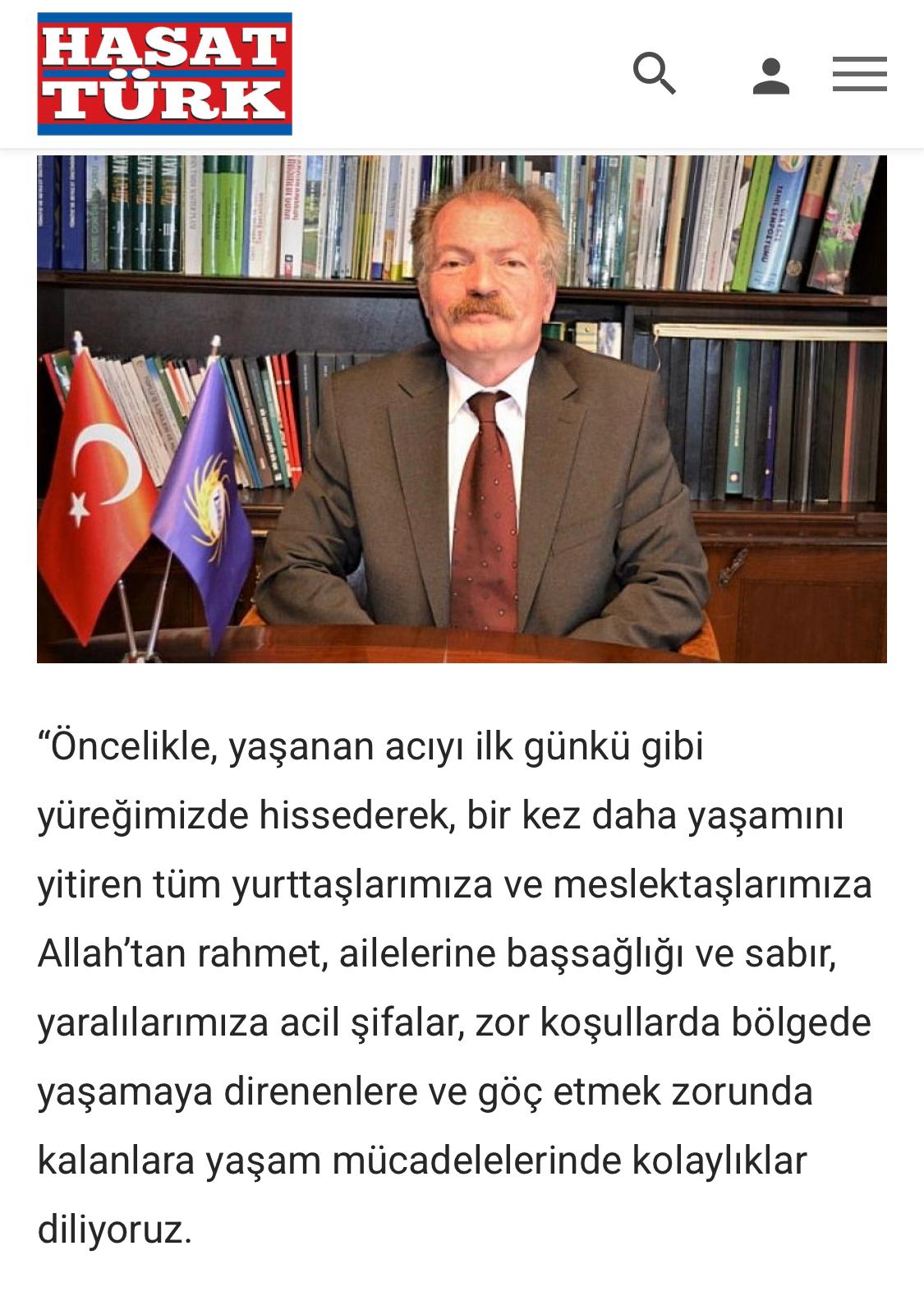 HASAT TÜRK GAZETESİ: “DEPREMLERİN 2. YILINDA TARIMDA, GIDADA, KIRSAL ALANDA YAŞANAN SORUNLAR DEVAM EDİYOR”- 6 ŞUBAT 2025