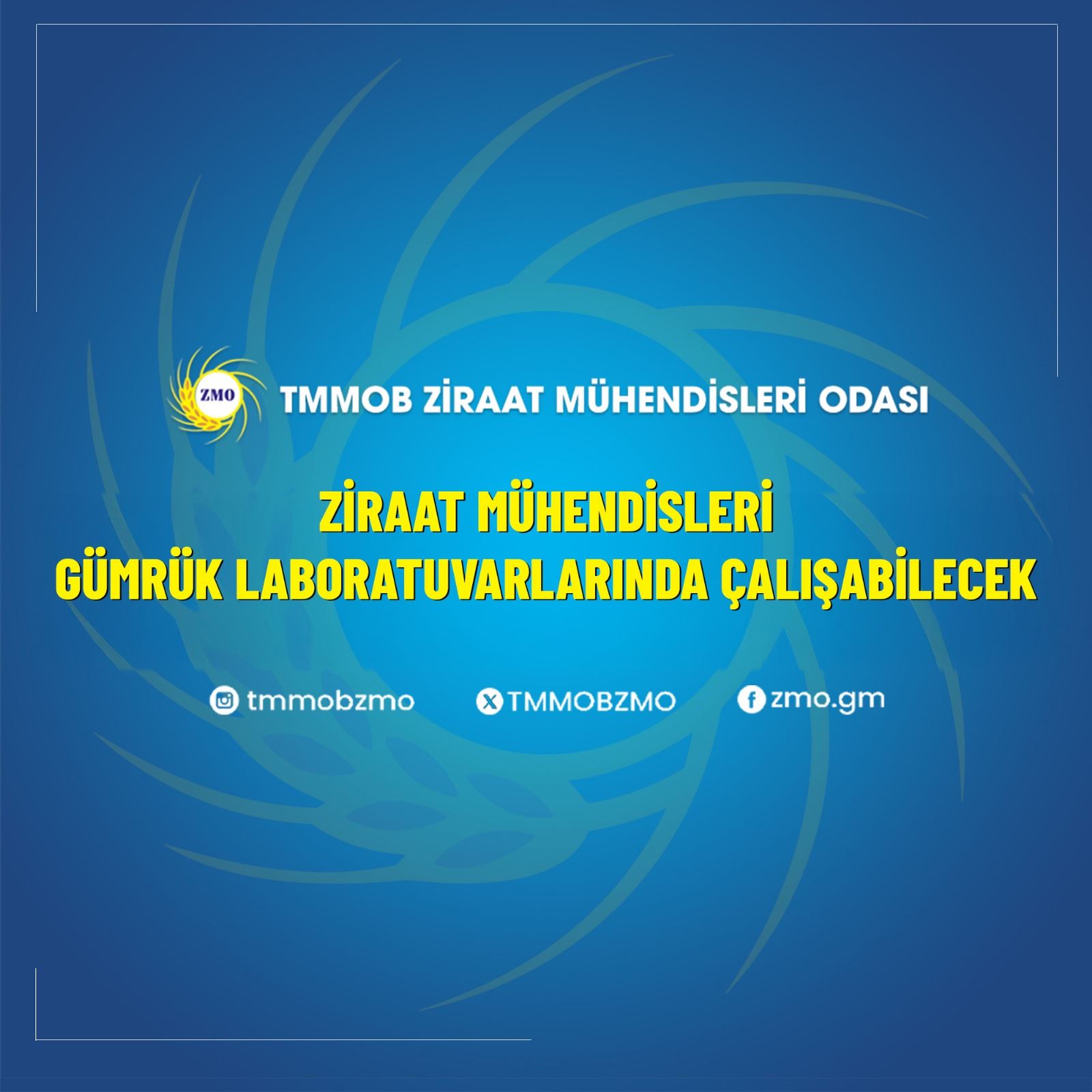 ZİRAAT MÜHENDİSLERİ GÜMRÜK LABORATUVARLARINDA ÇALIŞABİLECEK