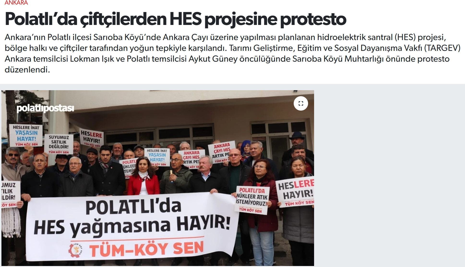 POLATLIPOSTASI.COM: POLATLI’DA ÇİFTÇİLERDEN HES PROJESİNE PROTESTO - 15 ŞUBAT 2025