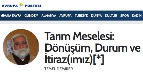 AVRUPA POSTASI: TARIM MESELESİ: DÖNÜŞÜM, DURUM VE İTİRAZ(IMIZ)- 18 ŞUBAT 2025