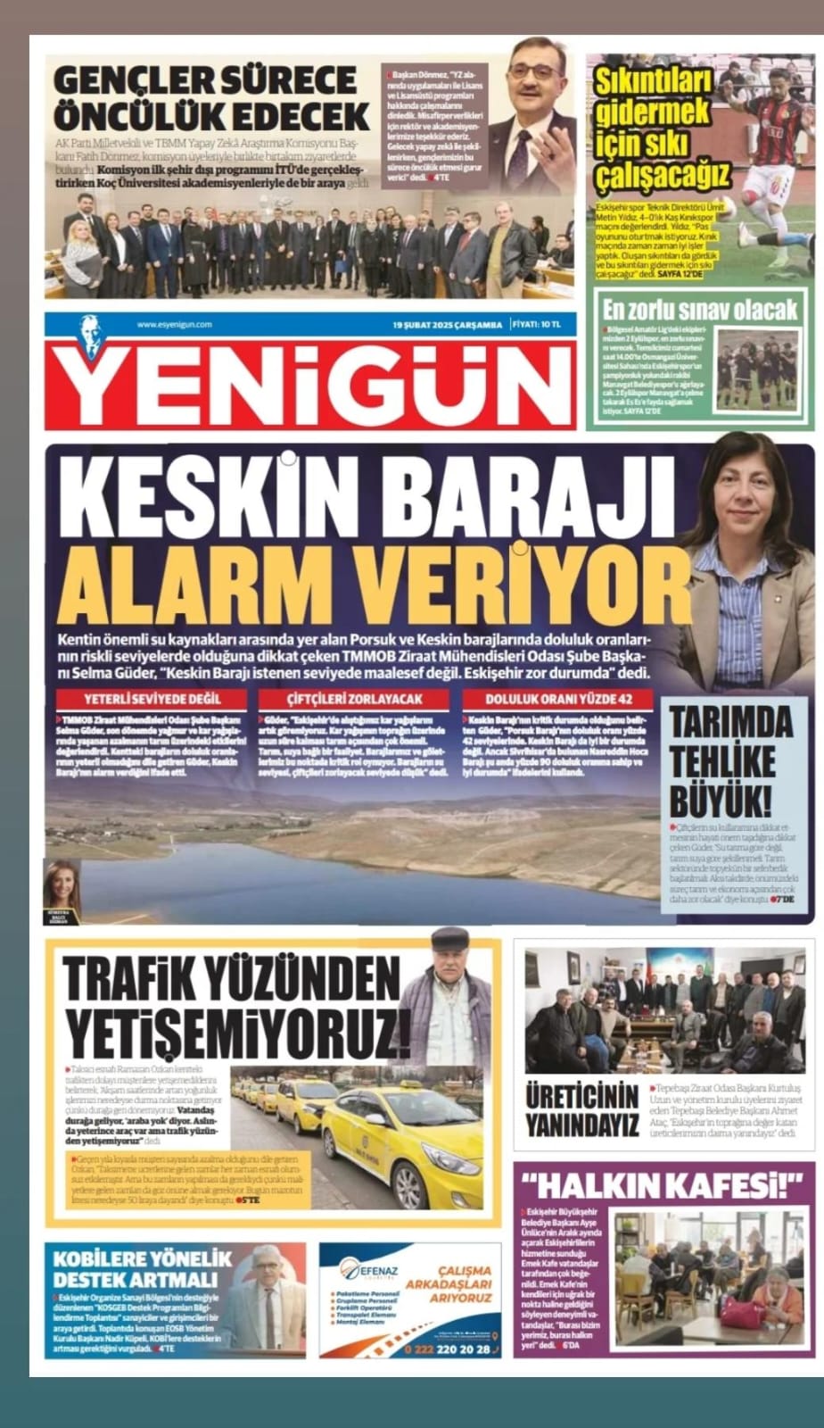 YENİGÜN GAZETESİ: KESKİN BARAJI ALARM VERİYOR- 19 ŞUBAT 2025