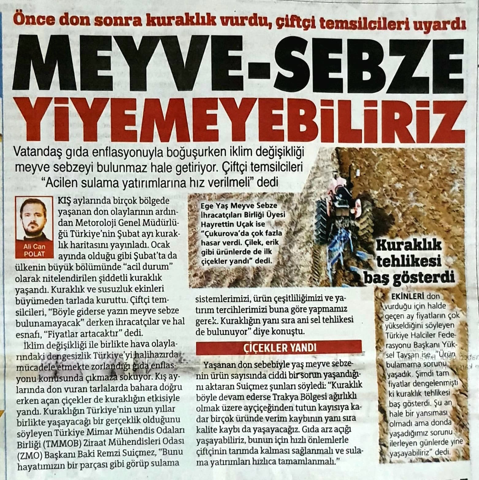 SÖZCÜ GAZETESİ: MEYVE-SEBZE YİYEMEYEBİLİRİZ- 14 MART 2025
