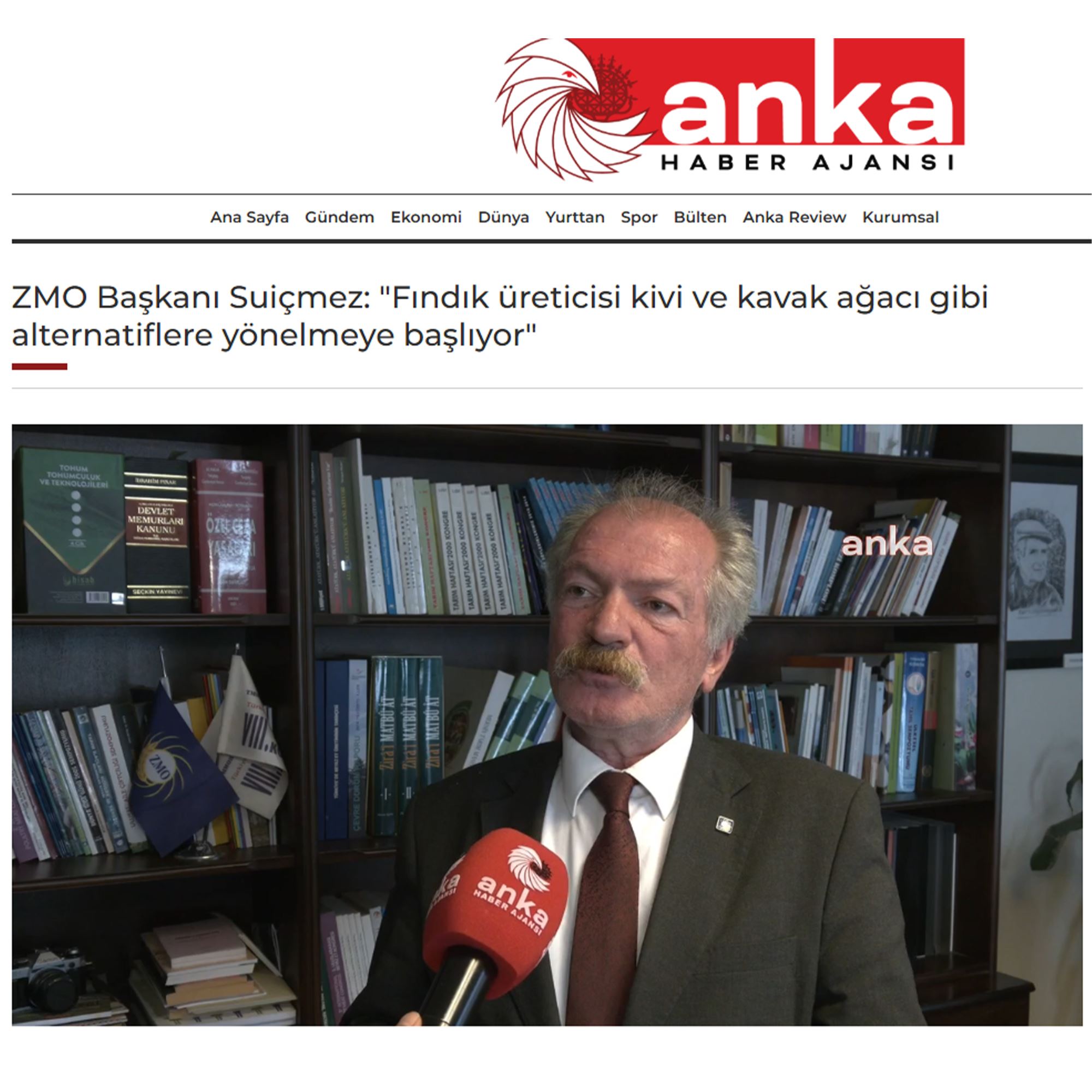ANKA HABER AJANSI: ZMO BAŞKANI SUİÇMEZ: "FINDIK ÜRETİCİSİ KİVİ VE KAVAK AĞACI GİBİ ALTERNATİFLERE YÖNELMEYE BAŞLIYOR" - 3 MAYIS 2025