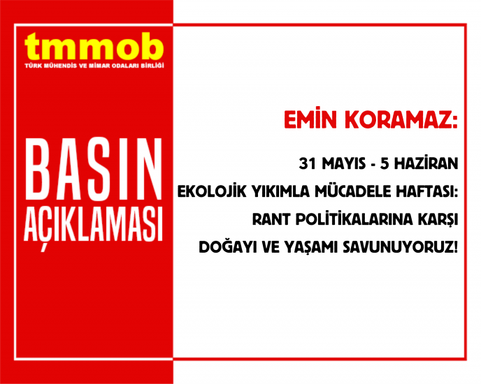 31 MAYIS - 5 HAZİRAN EKOLOJİK YIKIMLA MÜCADELE HAFTASI: RANT POLİTİKALARINA KARŞI DOĞAYI VE YAŞAMI SAVUNUYORUZ!
