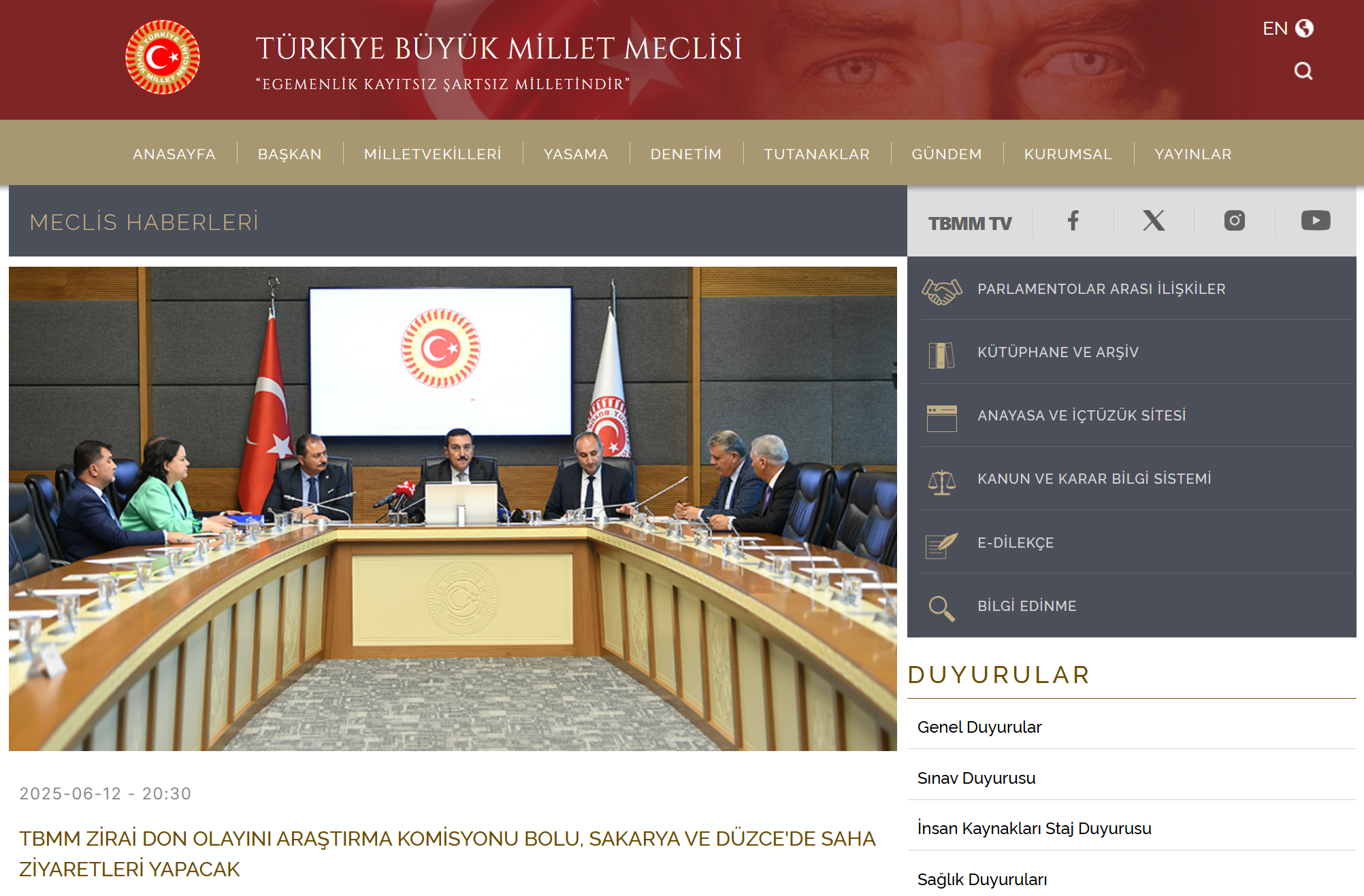 TBMM TV: TBMM ZİRAİ DON OLAYINI ARAŞTIRMA KOMİSYONU BOLU, SAKARYA VE DÜZCE'DE SAHA ZİYARETLERİ YAPACAK - 12 HAZİRAN 2025