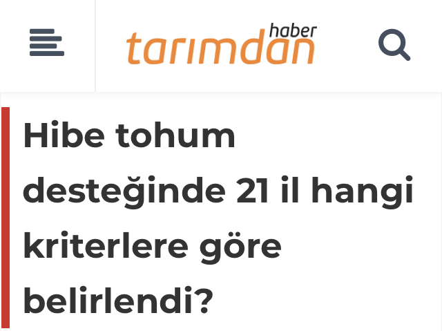 TARIMDAN HABER: HİBE TOHUM DESTEĞİNDE 21 İL HANGİ KRİTERLERE GÖRE BELİRLENDİ?- 7 NİSAN 2020