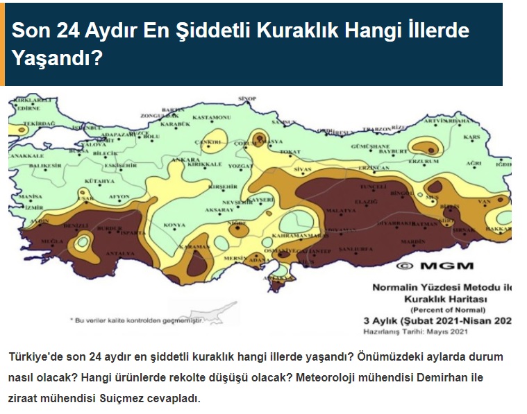 YAZILI MEDYA: SON 24 AYDIR EN ŞİDDETLİ KURAKLIK HANGİ İLLERDE YAŞANDI?- 22 MAYIS 2021