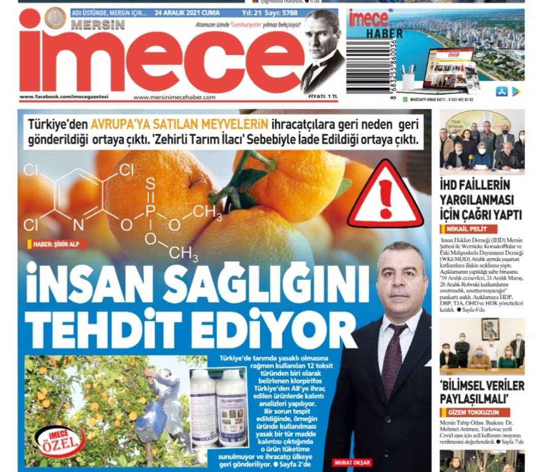 İMECE GAZETESİ: PESTİSİT KALINTI SORUNU İÇİN AÇIKLAMA