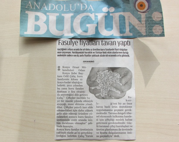 "FASULYE FİYATLARI TAVAN YAPTI" - ANADOLU'DA BUGÜN GAZETESİ