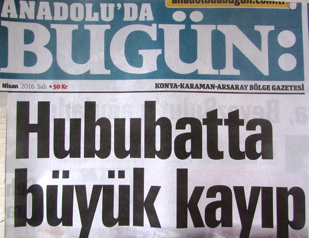 ANADOLU`DA BUGÜN GAZETESİ HABERİ 26.04.2016