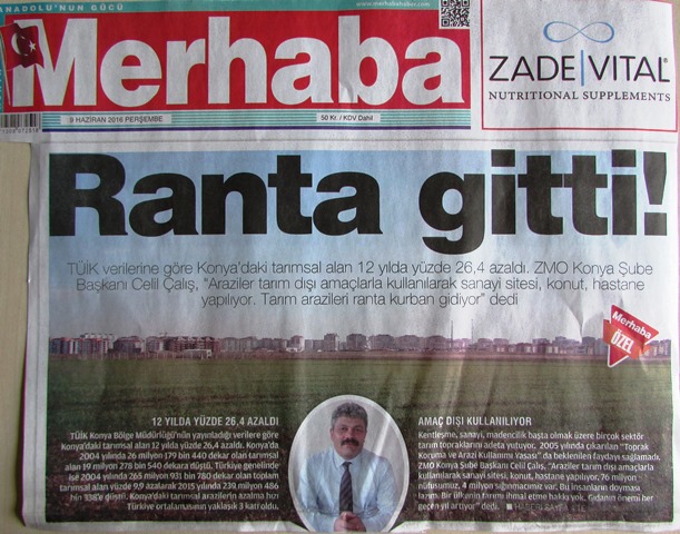 TARIM İHMAL EDİLEMEZ -MERHABA GAZETESİ 09.06.2016 