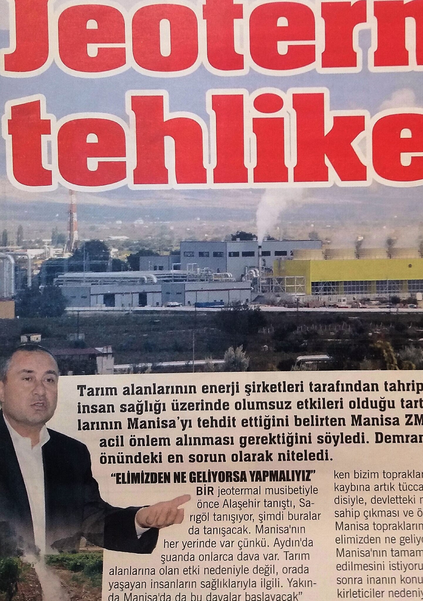 "JEOTERMAL TEHLİKESİ!"26.04.2017 "MANŞET GAZETESİ"