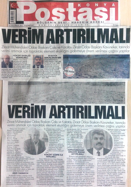 KONYA POSTASI GAZETESİ - VERİM ARTIRILMALI 