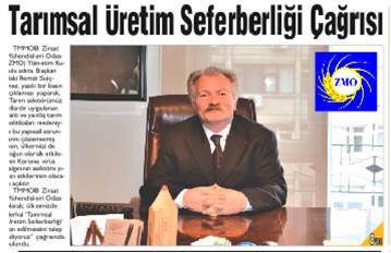 HASAT TÜRK GAZETESİ: TARIMSAL ÜRETİM SEFERBERLİĞİ ÇAĞRISI- 1/30 NİSAN 2020