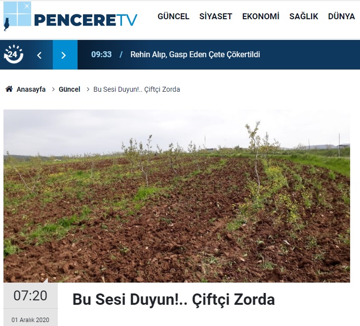 PENCERE TV: BU SESİ DUYUN!.. ÇİFTÇİ ZORDA- 1 ARALIK 2020