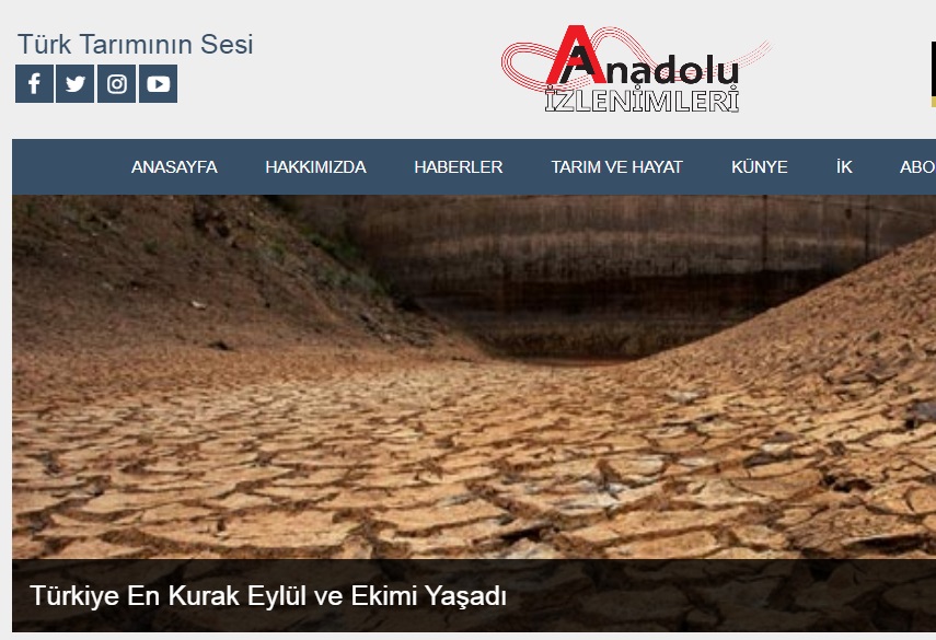 ANADOLU İZLENİMLERİ: TÜRKİYE EN KURAK EYLÜL VE EKİMİ YAŞADI- 3 ARALIK 2020