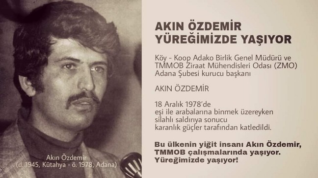 HABERE GÜVEN: TMMOB ZMO: AKIN ÖZDEMİR YÜREĞİMİZDE YAŞIYOR- 19 ARALIK 2020