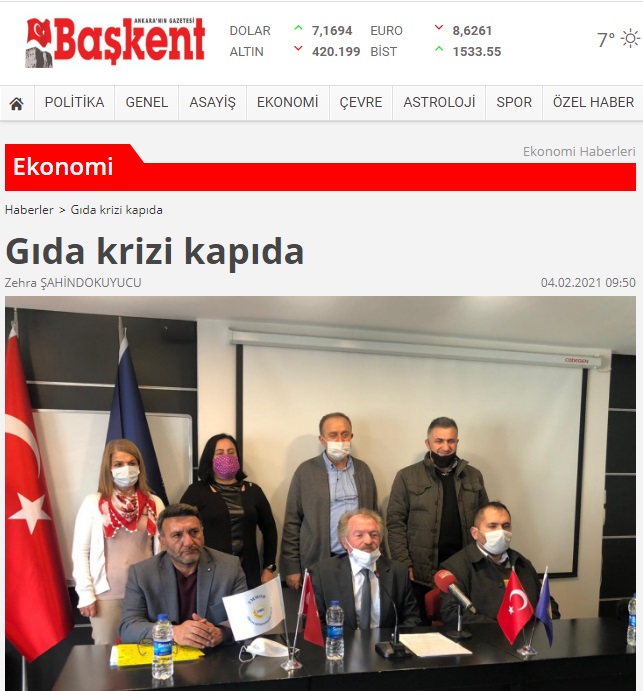 BAŞKENT GAZETESİ: GIDA KRİZİ KAPIDA- 4 ŞUBAT 2021