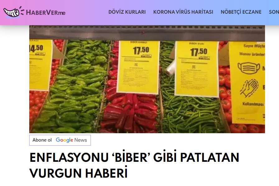 HABER VERME: ENFLASYONU BİBER' GİBİ PATLATAN VURGUN HABERİ- 20 MART 2021