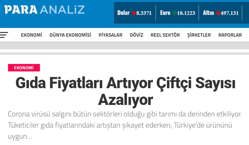 PARA ANALİZ: GIDA FİYATLARI ARTIYOR ÇİFTÇİ SAYISI AZALIYOR- 17 MAYIS 2021