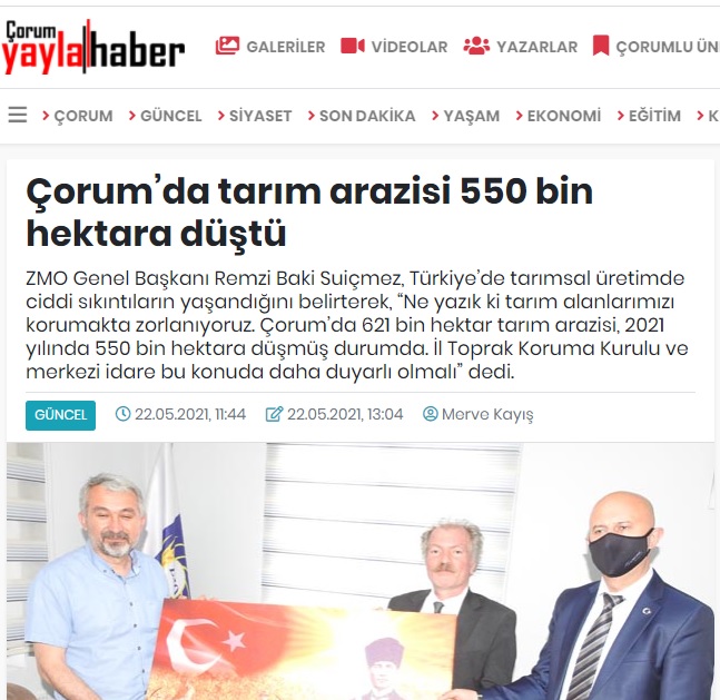 ÇORUM YAYLA HABER: ÇORUM'DA TARIM ARAZİSİ 550 BİN HEKTARA DÜŞTÜ- 22 MAYIS 2021