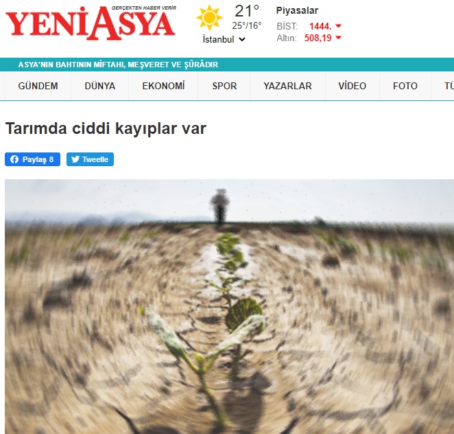 YENİ ASYA: TARIMDA CİDDİ KAYIPLAR VAR- 23 MAYIS 2021