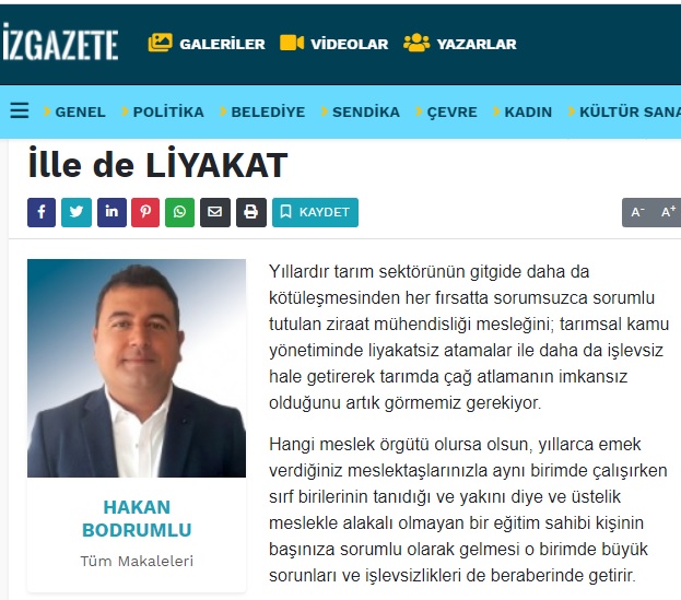 İZGAZETE: İLLE DE LİYAKAT- 22 HAZİRAN 2021