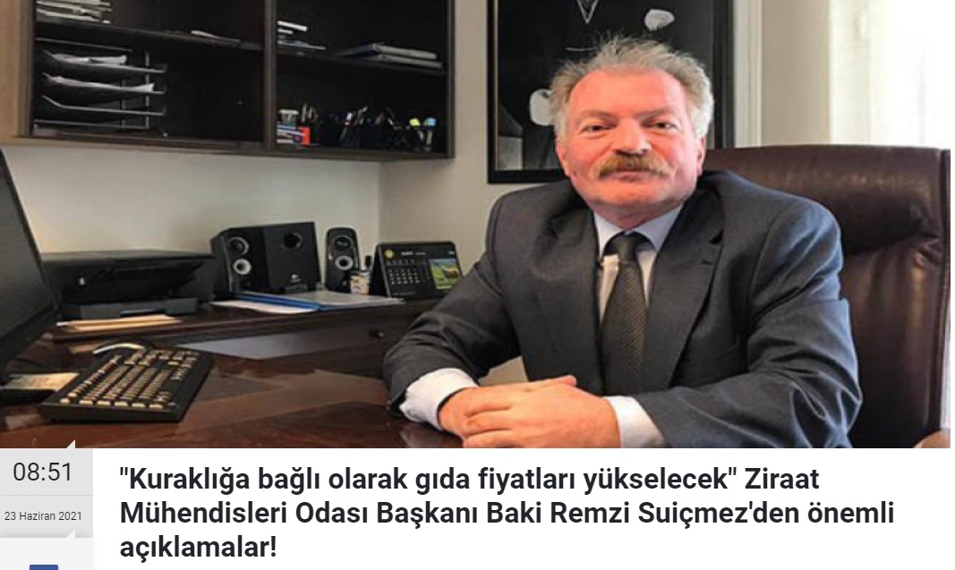 BİZİM TV: "KURAKLIĞA BAĞLI OLARAK GIDA FİYATLARI YÜKSELECEK" ZİRAAT MÜHENDİSLERİ ODASI BAŞKANI BAKİ REMZİ SUİÇMEZ`DEN ÖNEMLİ AÇIKLAMALAR!- 23 HAZİRAN 2021