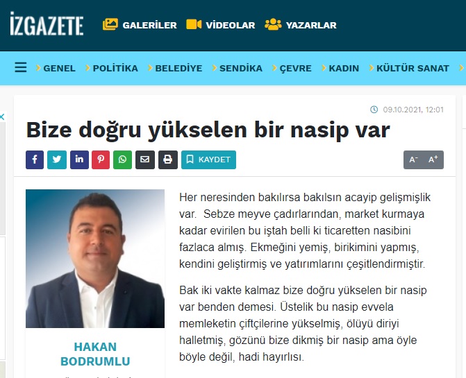 İZ GAZETE: BİZE DOĞRU YÜKSELEN BİR NASİP VAR- 9EKİM 2021