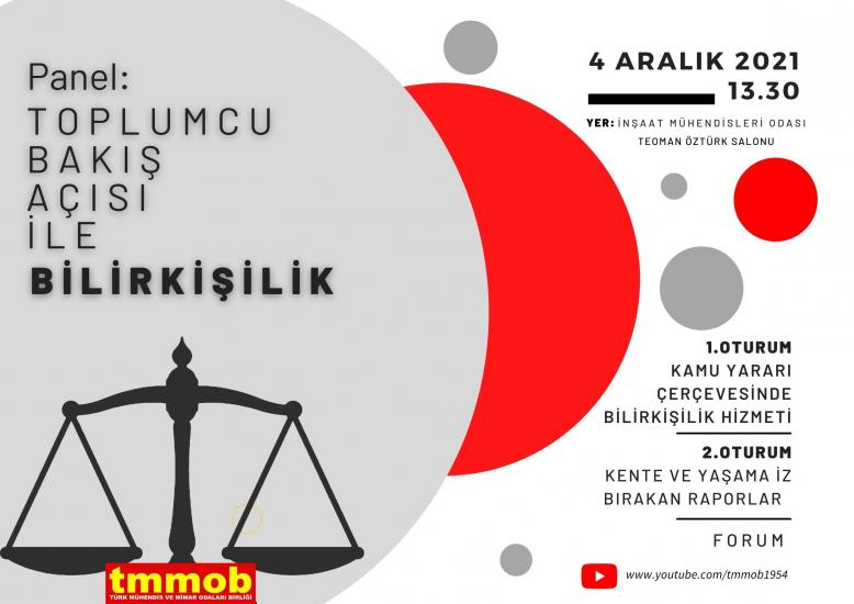 TMMOB "TOPLUMCU BAKIŞ AÇISI İLE BİLİRKİŞİLİK" PANELİ 4 ARALIKTA...