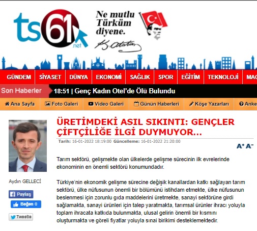 TS61.NET: ÜRETİMDEKİ ASIL SIKINTI: GENÇLER ÇİFTÇİLİĞE İLGİ DUYMUYOR...- 16 OCAK 2022