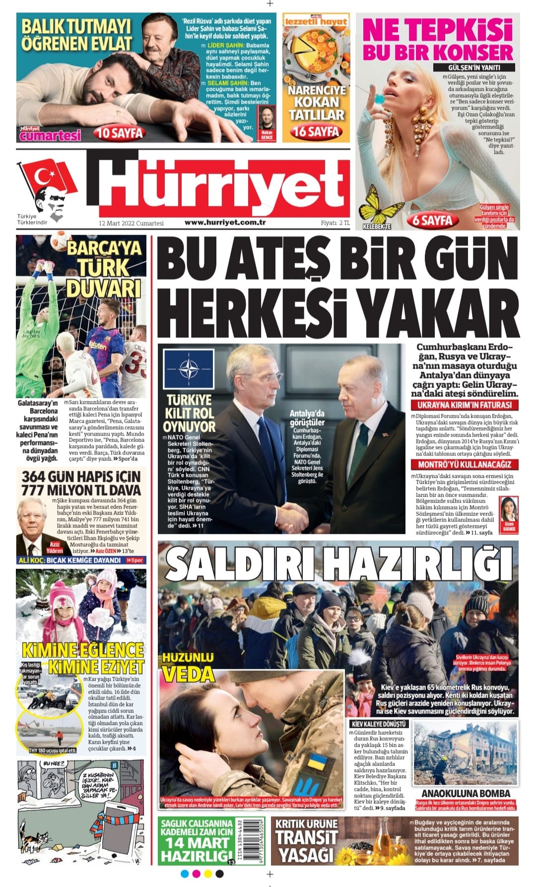 HÜRRİYET GAZETESİ: GIDA STOĞU İÇİN İKİ KRİTİK KARAR- 12 MART 2022