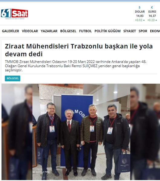 61SAAT HABER: ZİRAAT MÜHENDİSLERİ TRABZONLU BAŞKAN İLE YOLA DEVAM DEDİ- 24 MART 2022