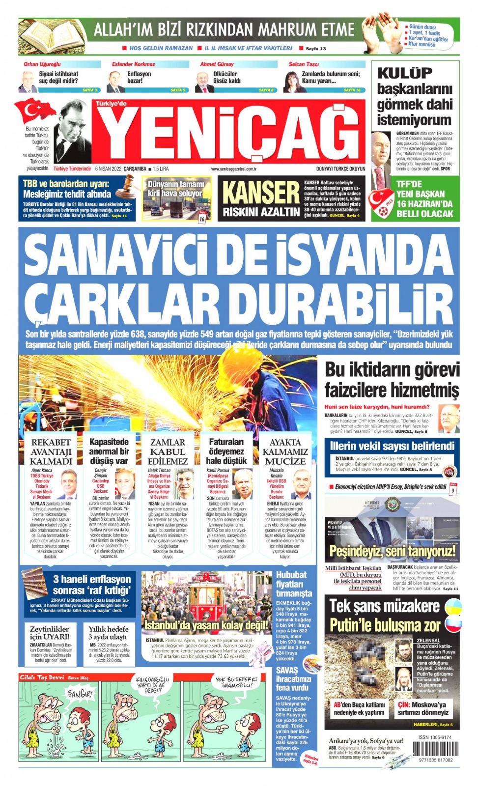 YENİÇAĞ GAZETESİ: "MARKET VE PAZAR ESNAFI KISIR DÖNGÜYE GİRDİ"- 6 NİSAN 2022