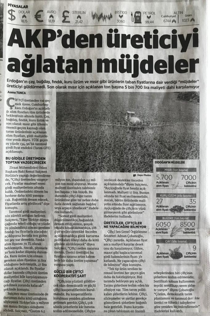 BİRGÜN GAZETESİ: AKP'DEN ÜRETİCİYİ AĞLATAN MÜJDELER- 25 AĞUSTOS 2022