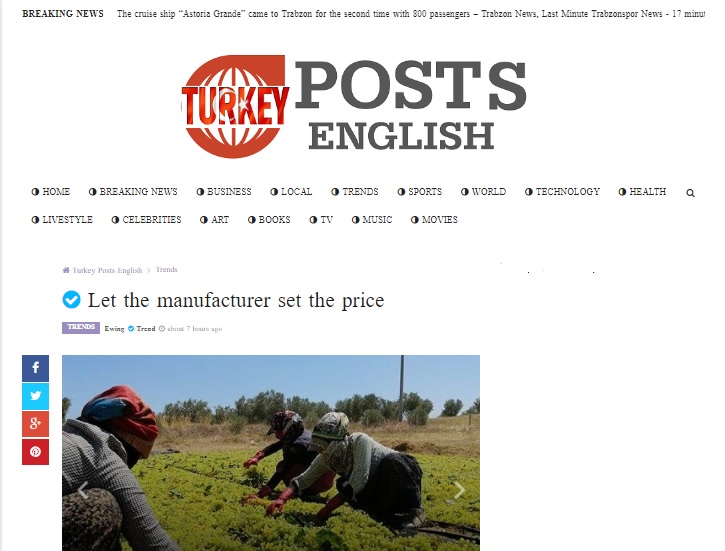 TURKEY POSTS ENGLISH: LET THE MANUFACTURER SET THE PRİCE- 16 EYLÜL 2022