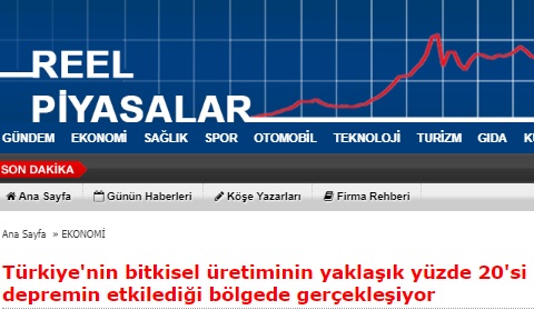 REEL PİYASALAR: TÜRKİYE`NİN BİTKİSEL ÜRETİMİNİN YAKLAŞIK YÜZDE 20`Sİ DEPREMİN ETKİLEDİĞİ BÖLGEDE GERÇEKLEŞİYOR-17 ŞUBAT 2023